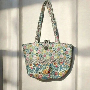 Shabby chic adorable  quilted tote bag